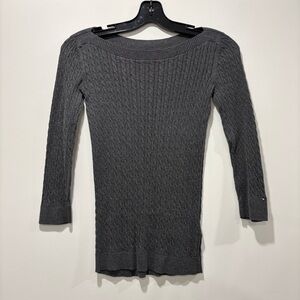 Tommy Hilfiger Women 3/4 Sleeve Boat-Neck Pullover Cable Knit Sweater